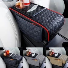 Leather Armrest Mat Pad Storage Box Car Center Console Organizer Functional