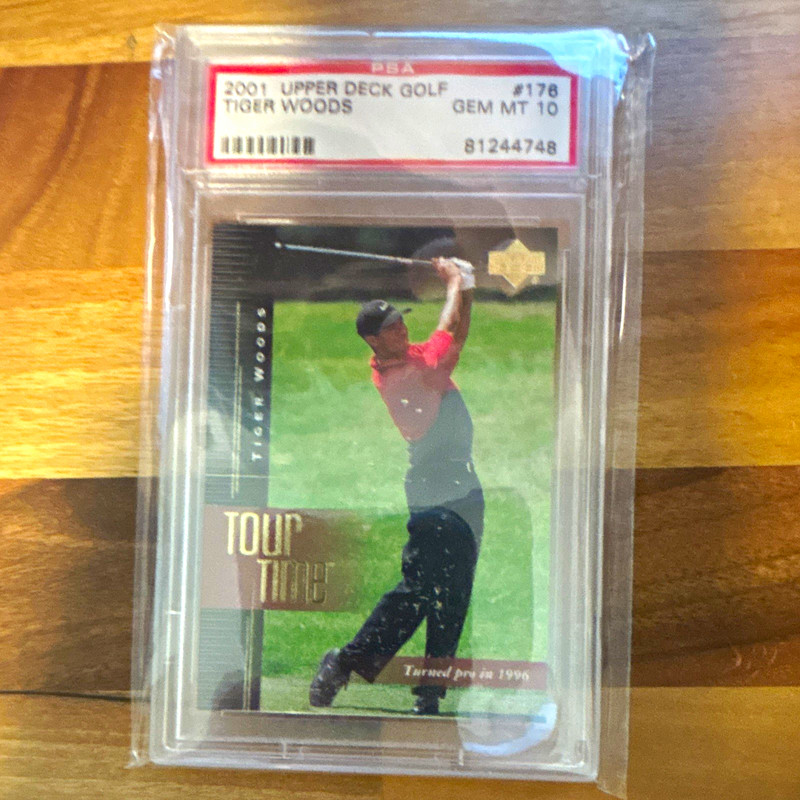 Upper Deck 2001 Tour Time Tiger Woods RC Base #176 PGA Tour PSA 10 Graded