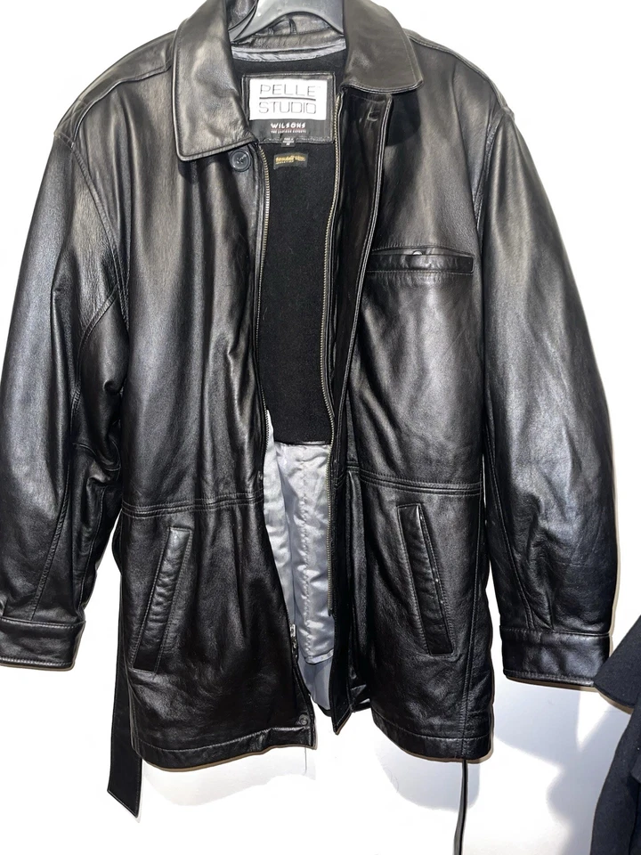 Черное кожаное пальто Pelle Studio Wilsons на молнии спереди. Отличное состояние - Изображение 2 из 4