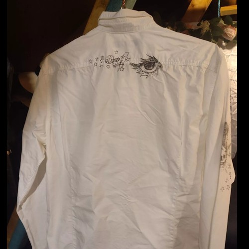 Very Rare Replay Shirt White with Pattern L 100% Cotton - Picture 2 of 7
