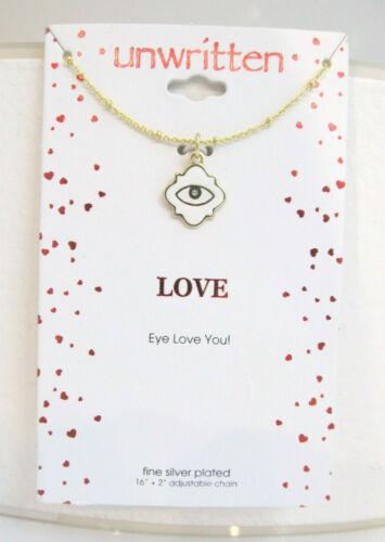 Collar sin escribir LOVE Eye Love You esmalte colgante chapado en oro $55 nuevo con etiquetas - Imagen 2 de 3