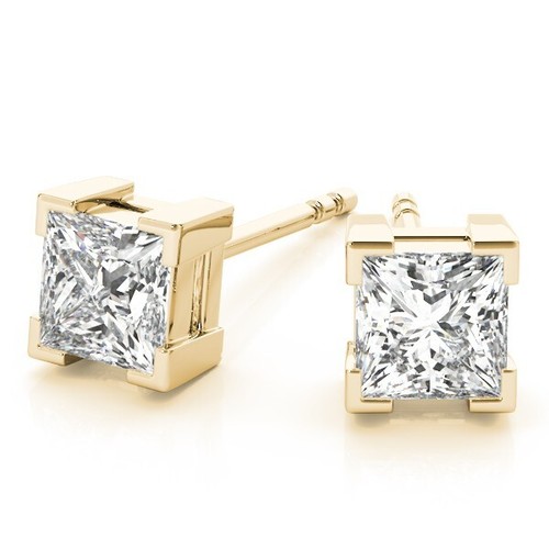 IGI Certified D/VS Lab Grown Princess Cut Diamond Prong Set Stud Earring - Picture 31 of 53