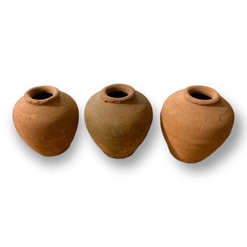 Vtg Set of 3 Putz Nativity Terracotta Clay Vessel Rustic Creche Miniature Jar