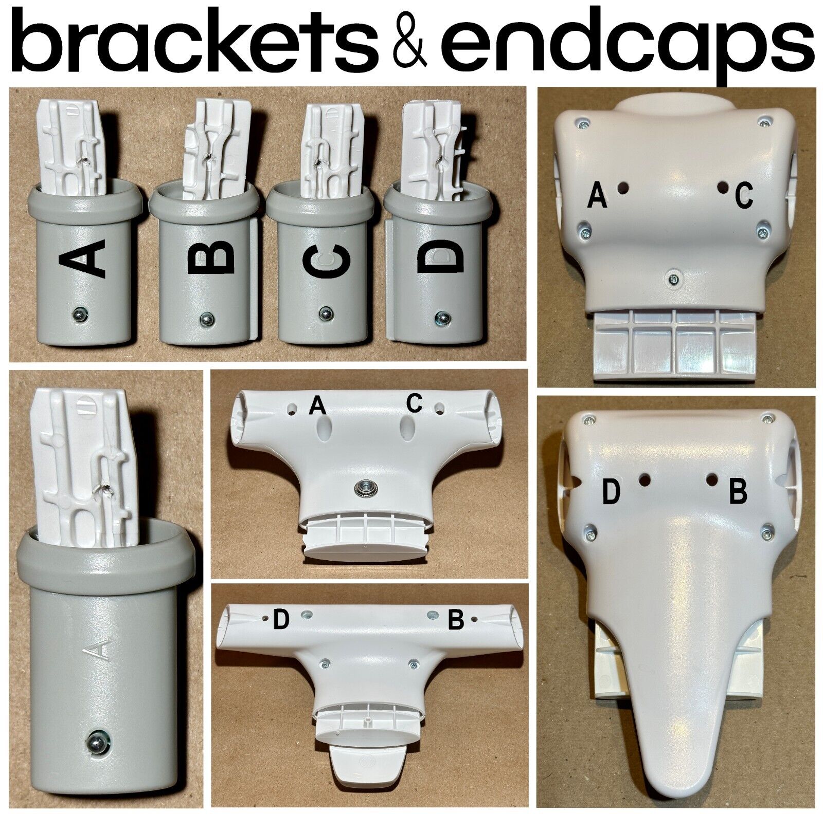 MamaRoo Replacement Rail Connecting Brackets A-C B-D Plastic End Caps 4Mom Parts