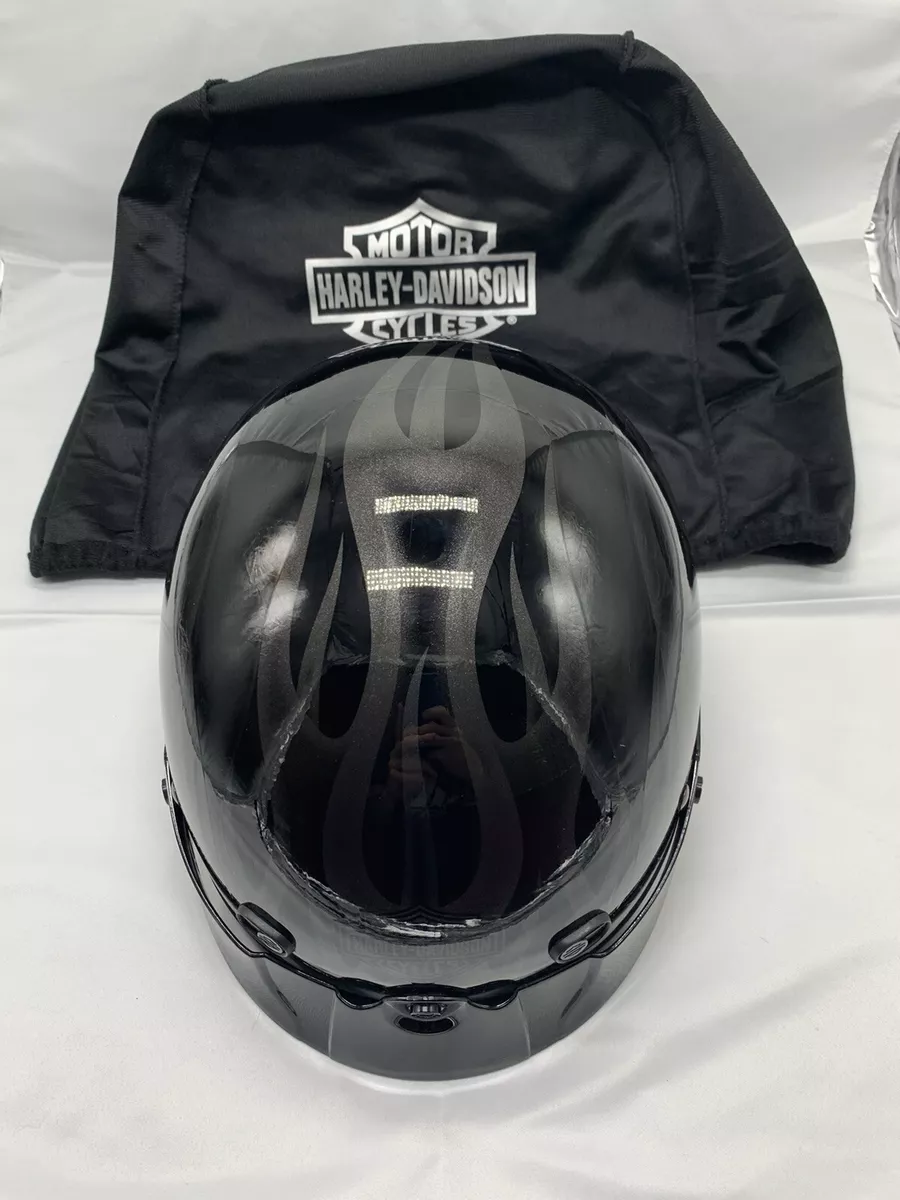 HARLEY DAVIDSON BIKER MOTORCYCLE HALF HELMET DOT FLAMES BLACK