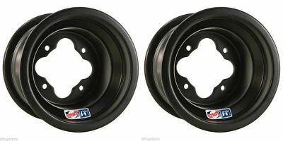 DWT Black A5 Rolled Lip ATV Rear Wheel PAIR 9" 9x8 3+5 4/110 TRX 450R 250R 400EX - Bild 1 von 2