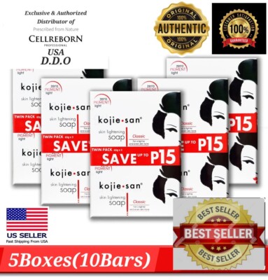 #1 Original Kojie San Skin Lightening Kojic Acid Soap 5 Box 65g x 10 Bars