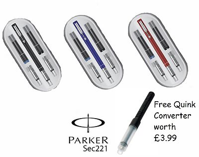 Parker Vector Kalligraphie Füllfederhalter Set - 3 NIBS PATRONEN - WEIHNACHTSGESCHENK