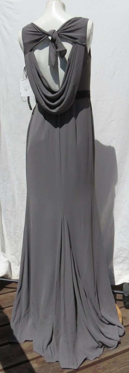 vera wang charcoal bridesmaid dress NEW $178 WHITE by VERA WANG Gray Crepe Tank Drape Bridesmaid Maxi Dress US  S 4