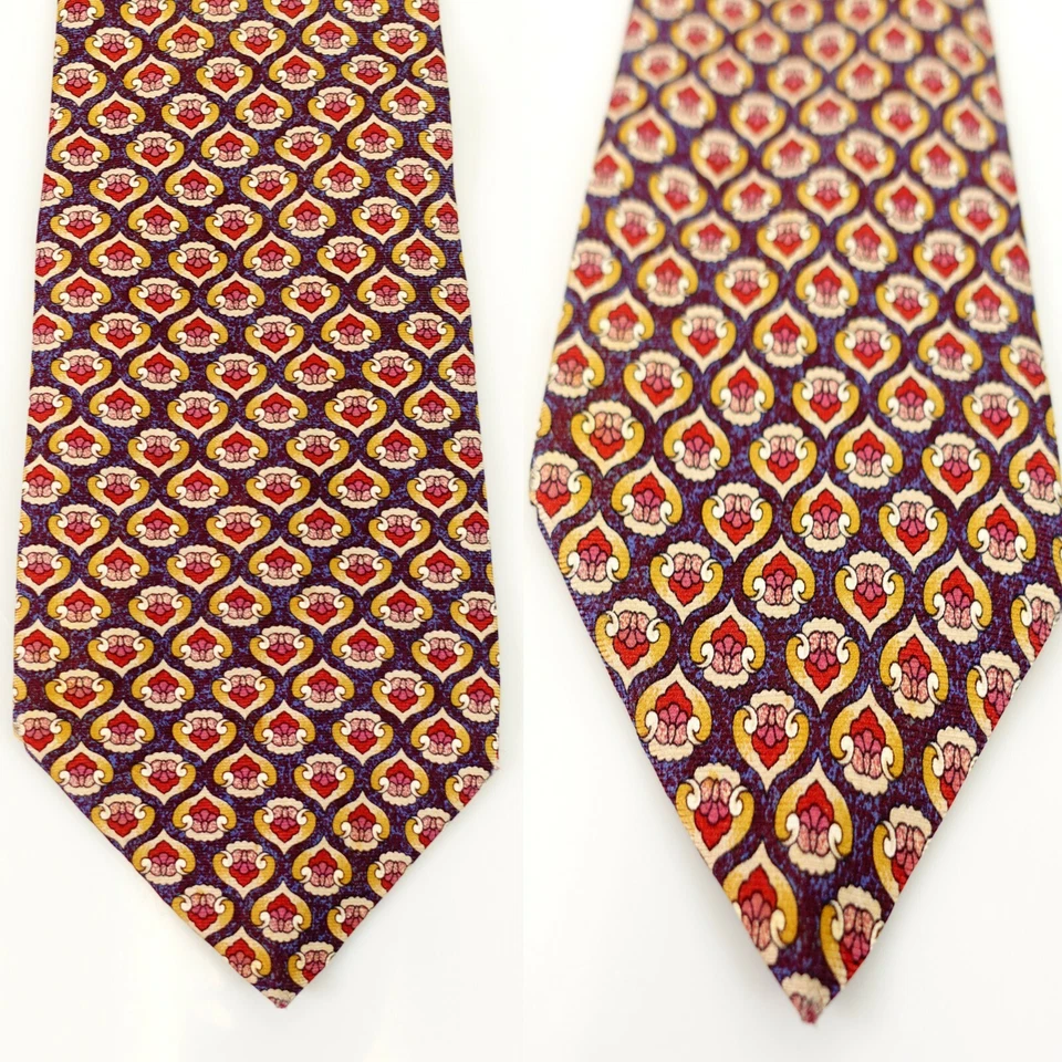 Corbata Foulard Para Hombres Púrpura Amarillo Geométrica Art Deco Prendas para el Cuello Clásicas ADOLFO EE. UU. Foto 3 de 4