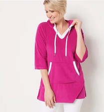 Cuddl Duds Sun Terry Hooded Tunic Deep Fuchsia Medium A483349