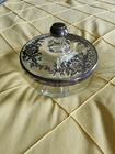 Vtg Clear Depression Glass Covered Candy Dish 3 divided Silver Rim/Design