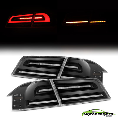 Fit 2012-2020 Tesla Model S LUXX-Series LED Tail Lights Assembly Alpha-Black 2PC