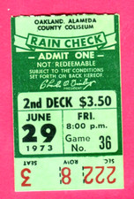6/29/73 A'S/WHITE SOX TICKET STUB-MANNY TRILLO CAREER GAME #2/SAL BANDO 4 HITS