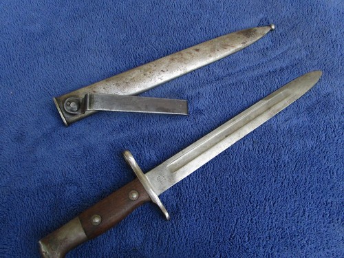 ORIGINAL VINTAGE US M1892 KRAG RIFLE BAYONET AND EARLY SCABBARD - 第 2/18 張圖片