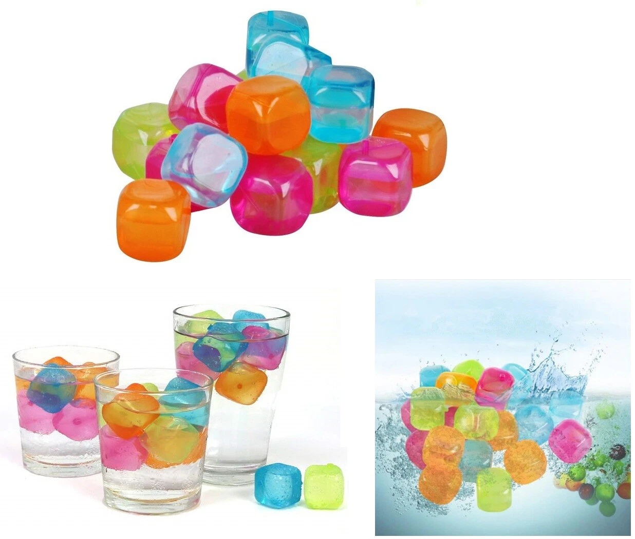 100pc Reusable Ice Cubes BBQ Party Cold Drink Cooler Freeze Blocks Multi Colour