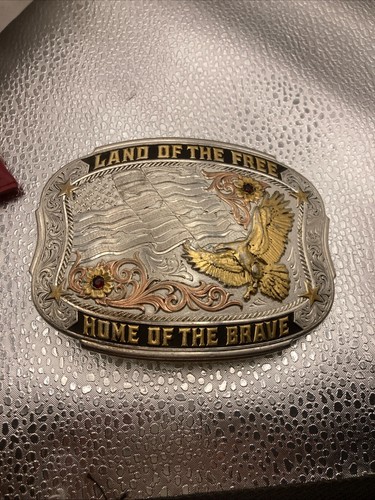 Brave American Made Buckle Montana Silberschmied versilbert Buckle mit Steinen