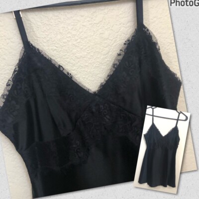 ESPRESS DESIGN STUDIO Small Sexy Black Camisole Tank 93% Silk 7% Spandex NWOT