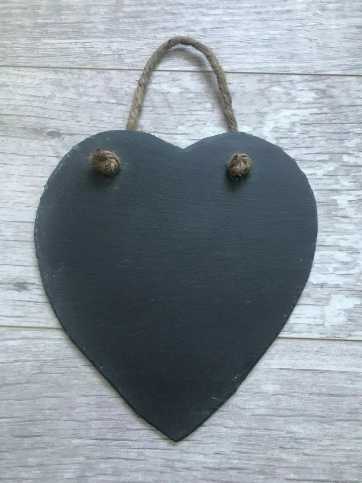 20cm handmade slate heart chalkboard blackboard shabby chic weddings bulk buy - Image 3 of 4