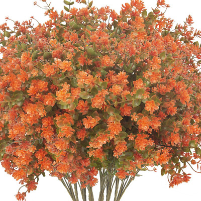 12 Bundles Artificial Fall Flowers for Outdoors, Artificial Plants UV Resista...