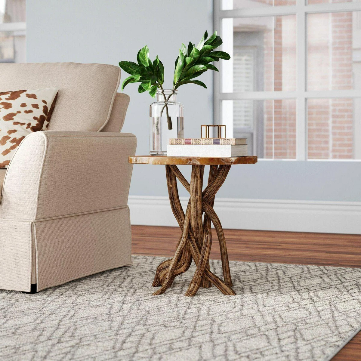 20.5 Inch Tall Solid Wood Tree Stump End Table eBay
