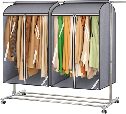 35" Clear Garment Bags for Hanging Clothes Fully Enclosed Coat Covers for Closet