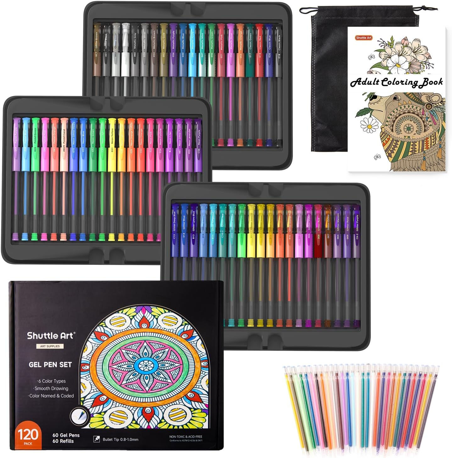 Gel Pens, 120 Pack Gel Pen Set Packed in a Box, 60 Unique Colors with 60 Refills-image