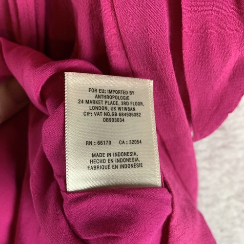 Maeve by Anthropologie Wrap Dress Women's 14 Pink Puff Sleeve Irregular Hem 8176 - Picture 6 of 8
