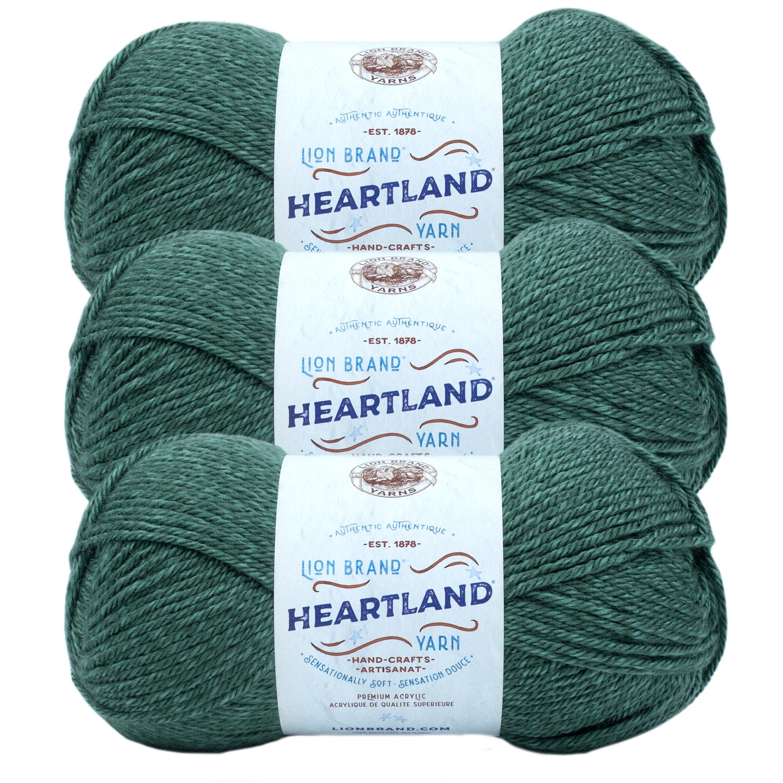 (3 Pack) Lion Brand Yarn 136-181E Heartland Worsted Weight Yarn, Rocky Mountains