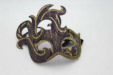 Venetian Mask Adult Womens Masquerade Ball Costume PURPLE Gold Fancy Dress Plast