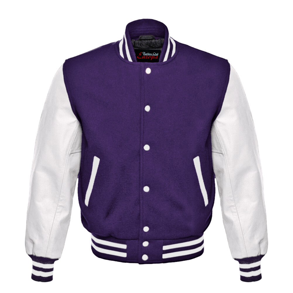 ★ Urbandtype.★ boy Wool Varsity Jacket Purple UBDFJK0 Unisex Letterman Baseball Varsity Jacket Wool/Leather Sleeve