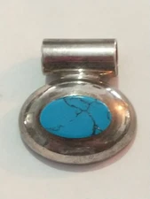 Mexican Sterling Silver Turquoise Slide Pendant