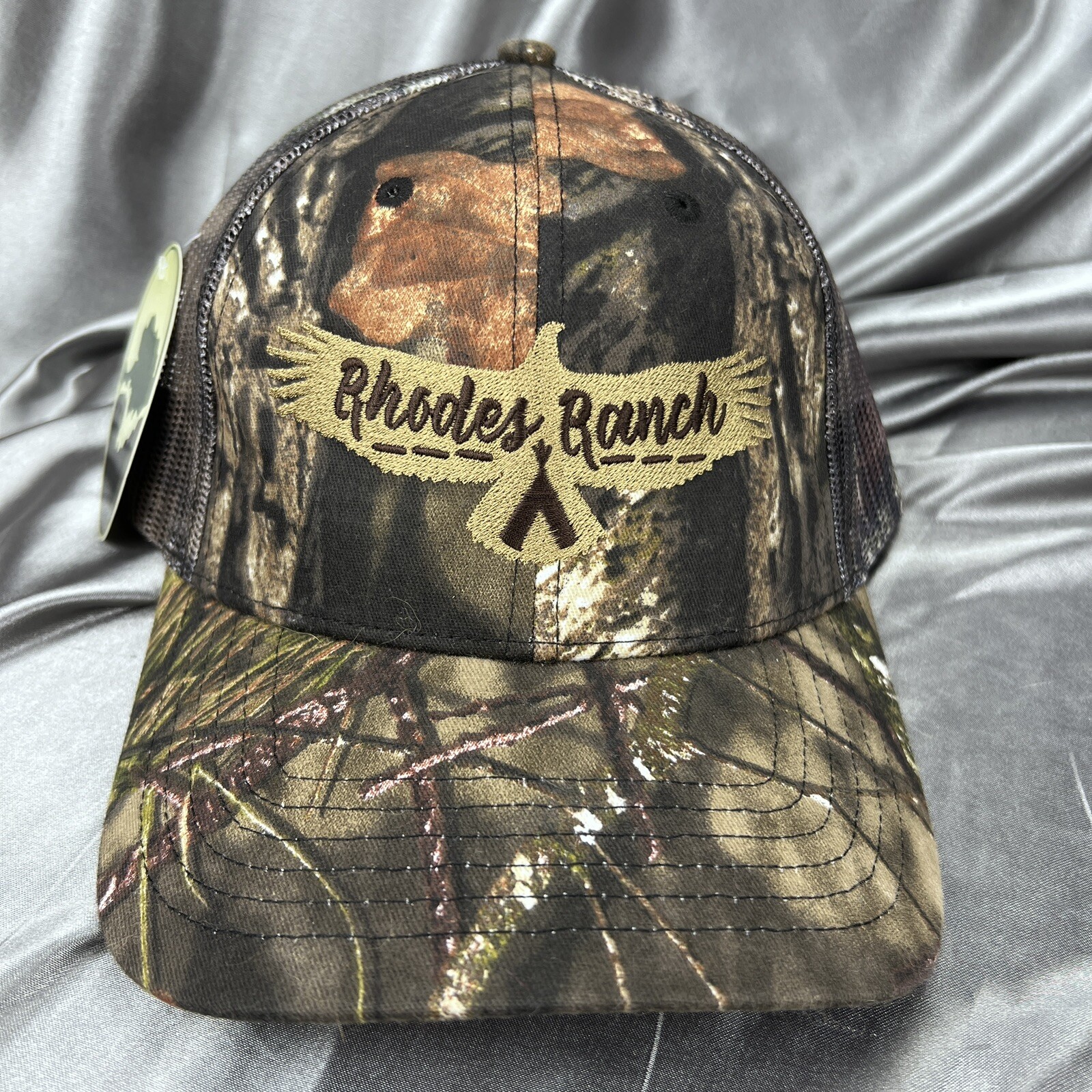 Mossy Oak Rhodes Ranch Camo Mesh Trucker Hat for Men - Embroidered Curved Cap
