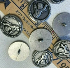 buttons  antique silver 1 1/8"- 28mm cupid angel holiday 5pcs made in USA