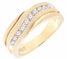 Diamond Wedding Band 10K Yellow Gold Round Cut 0.50 Ct Men's Comfort Fit Ring