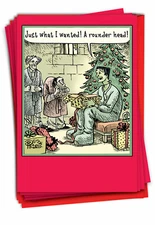 12 Funny Christmas Cards (1 Design, 12 Cards) - Rounder Head B1172