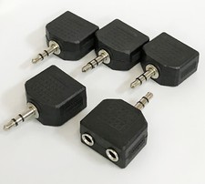  5pcs 3.5mm 1/8" Stereo Male to 2 Female Adapter Splitter Black