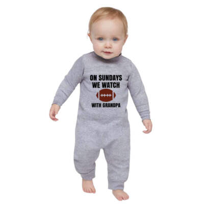 On Sundays we watch Football - Infant Romper - Available with Daddy or Grandpa