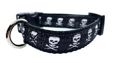 Jolly Roger skull dog collar 3/4 inch width adjustable cute dog collar