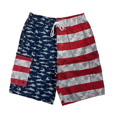 Mens USA RED FISH BATHING SUIT WITH LINER QUICK DRY 9 Inch Inseam M L XL 2XL NEW