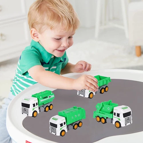 4 Stück Kinder Spielzeug Auto Geschenk Rückzug Technik Feuerwehr LKW Sanitärfahrzeug - Bild 21 von 29
