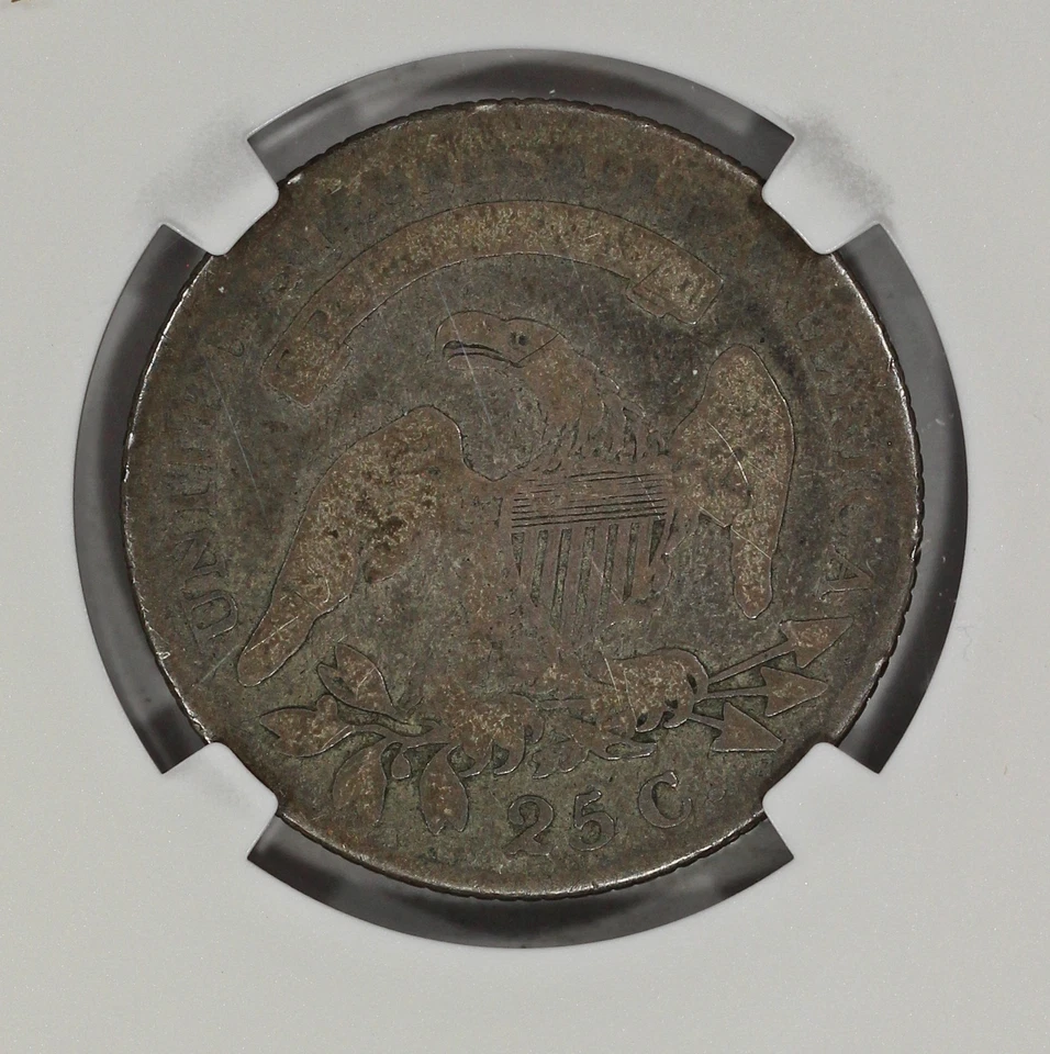 1818 25c Silver Capped Bust Quarter Large Size NGC AG3 Browning 2 - Image 4 of 4