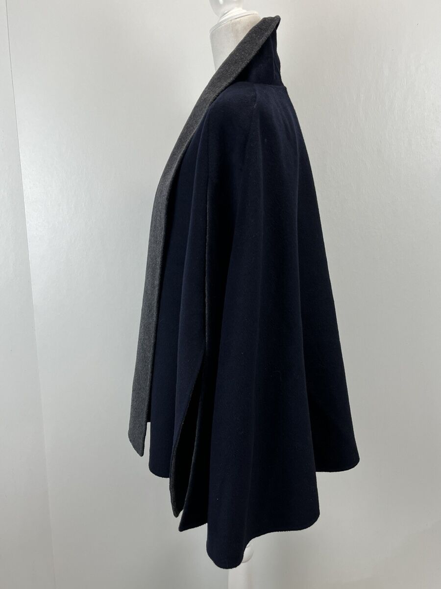 T Tahari Wool Blend Cape Poncho Coat Jacket OSFM VGUC Navy T Tahari Wool Blend Cape Poncho Coat Jacket OSFM VGUC Navy