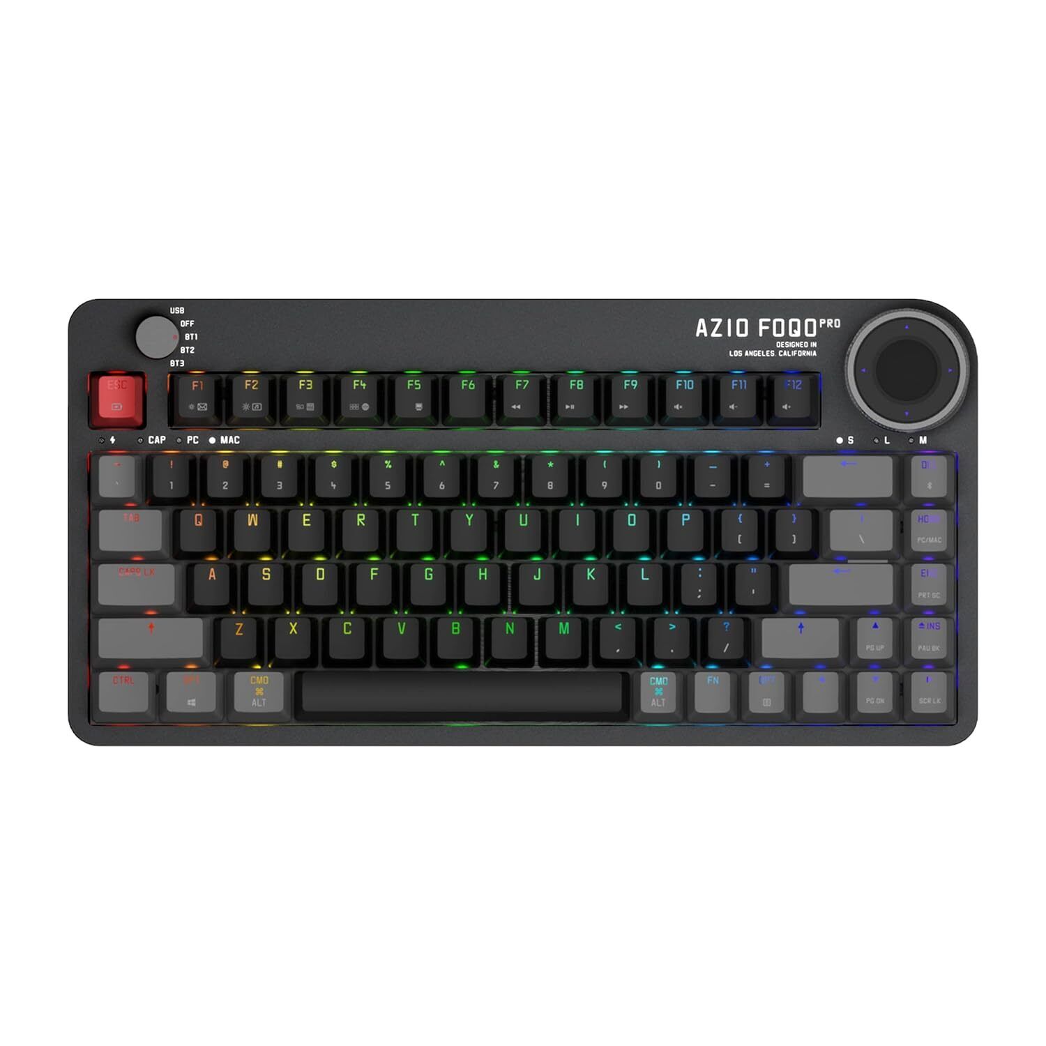 Foqo Pro Wireless Bt5/Usb Pc & Mac Hot-Swappable Keyboard (Space Grey Dark) (F