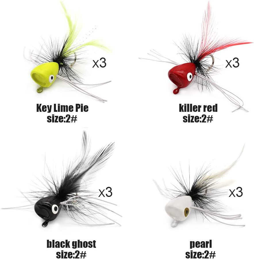 Popper-Flies-For-Fly-Fishing-Topwater-Bass-Panfish-Bluegill Poppers Fl - Image 4