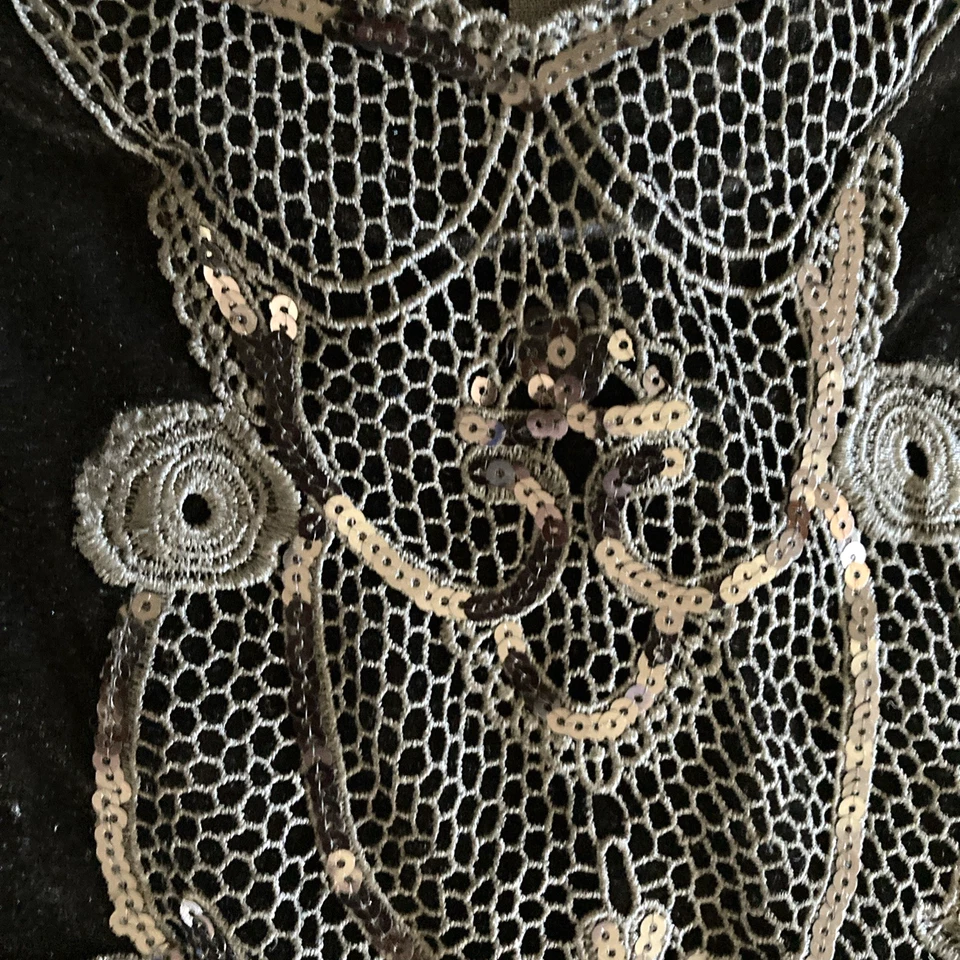 Vestido Gótico Terciopelo Lentejuelas Encaje M Elvira Morticia Addams Juegos con disfraces Hada Oscura Foto 3 de 4