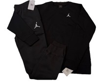 NWT NIKE AIR JORDAN BOY'S 2 PC SET BLACK SWEATSHIRT  JOGGERS SWEATPANTS XL