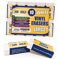 10 Large Vinyl Erasers - Heavy-Duty Eraser for Darker Graphite, Some White