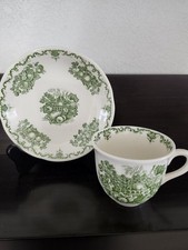 Vintage Masons Fruit Basket Green Teacup &Sou...