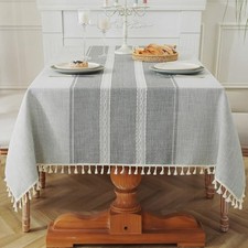 Cotton Linen Waterproof Tablecloth for Dining Table Rustic Farmhouse Kitchen